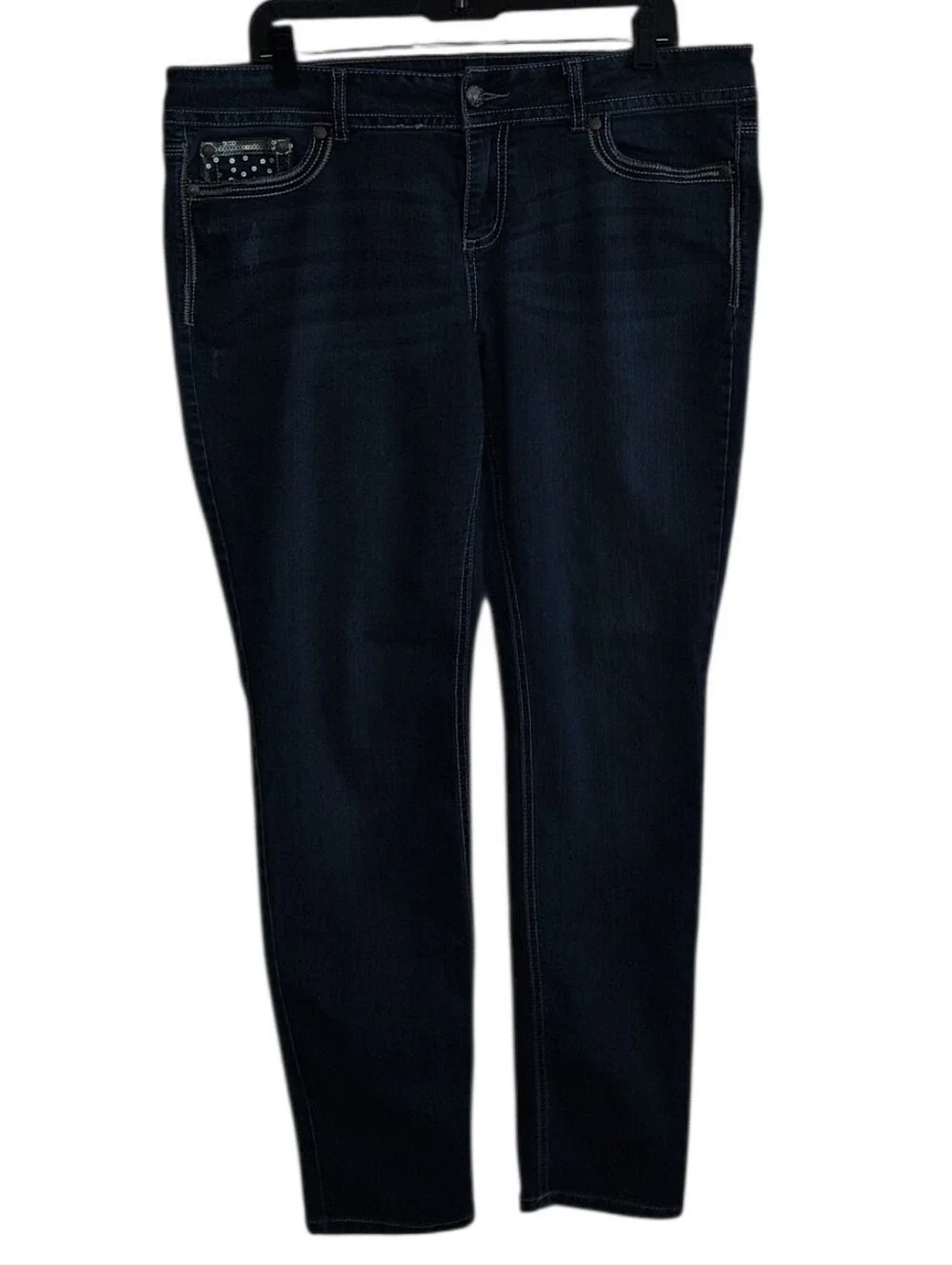 Maurices Dark Blue Jeggings with Embellished Back Pocket
